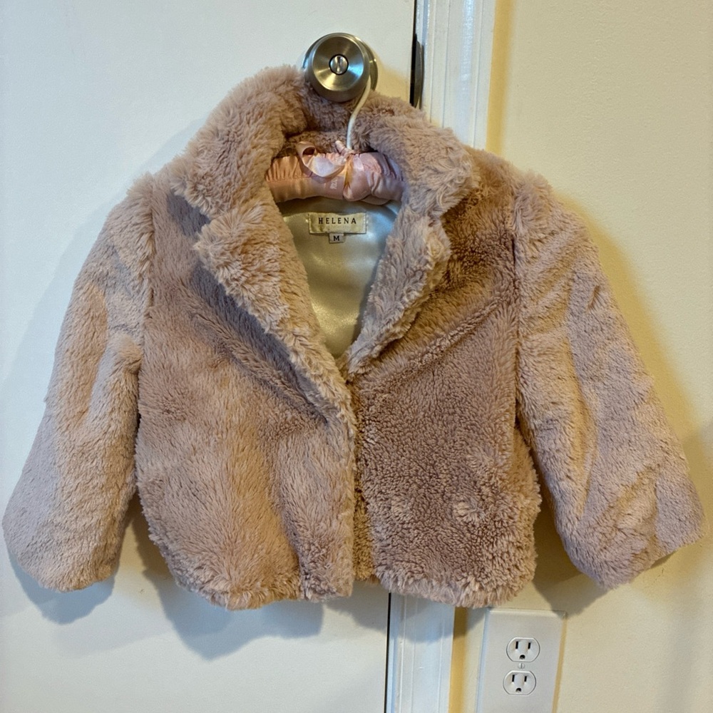 Helena girls pink fur jacket size M